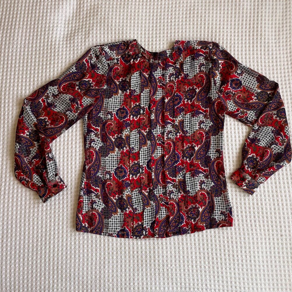 Vintage 1980s paisley/houndstooth blouse